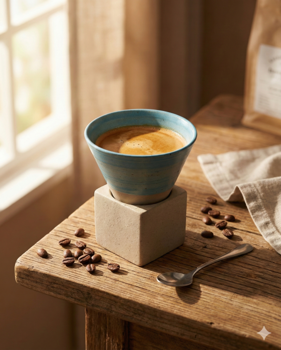 Ceașcă ceramică conică cu suport cubic 100 ml Aroma Zilei [3]