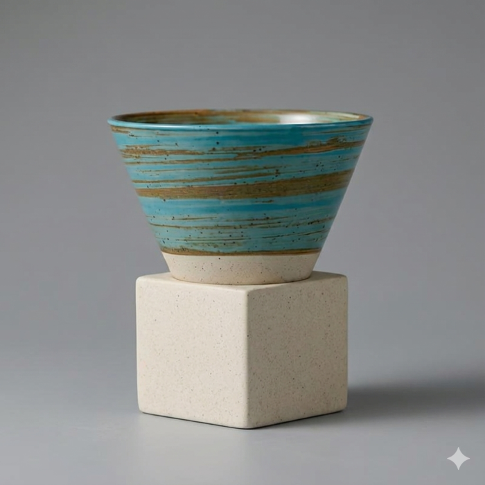 Ceașcă ceramică conică cu suport cubic 100 ml Aroma Zilei [6]