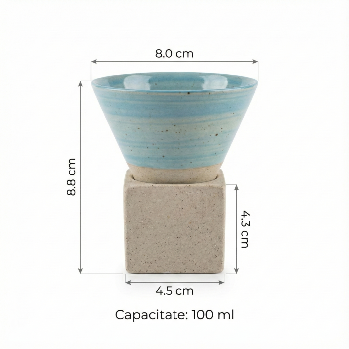 Ceașcă ceramică conică cu suport cubic 100 ml Aroma Zilei [2]