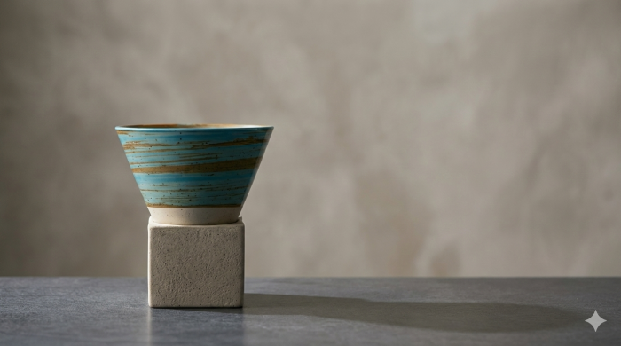 Ceașcă ceramică conică cu suport cubic 100 ml Aroma Zilei [4]