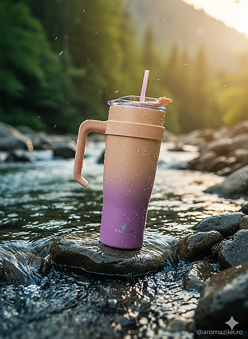 Pahar termoizolant Froska Essence Travel Tumbler – 1000 ml roz-portocaliu [3]