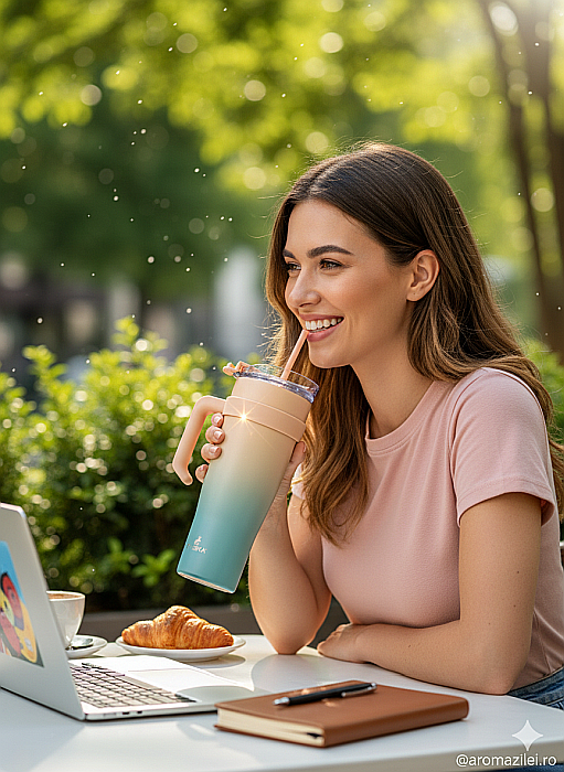 Paharul termoizolant Froska Essence Travel Tumbler 1000 ml-albastru-verde gradient [4]