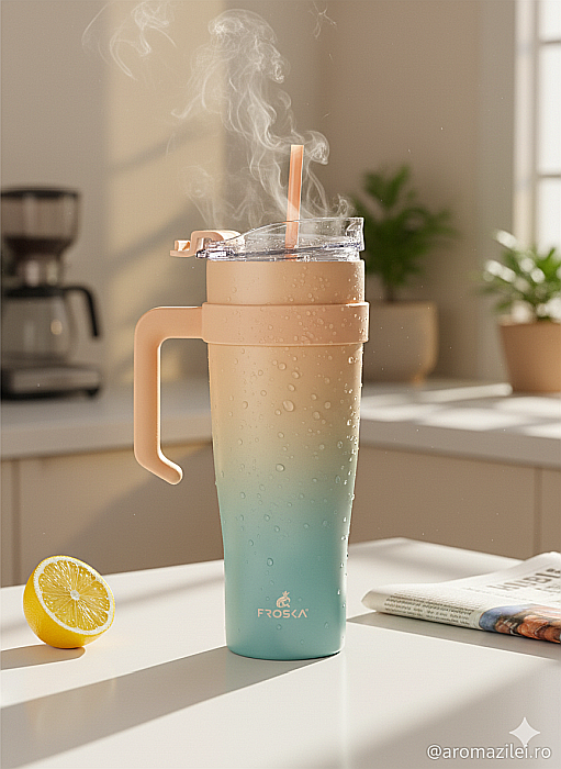 Paharul termoizolant Froska Essence Travel Tumbler 1000 ml-albastru-verde gradient [1]