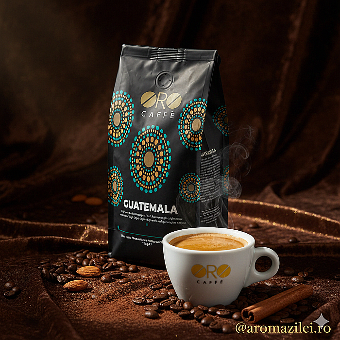 Cafea ORO Guatemala – 100% Arabica Single Origin (250g boabe) Arome intense de ciocolată și caramel, cu note delicate de condimente. [2]