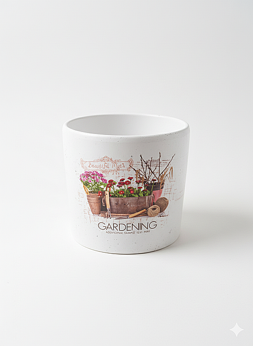 Ghiveci ceramic „Gardening” – alb mat [4]