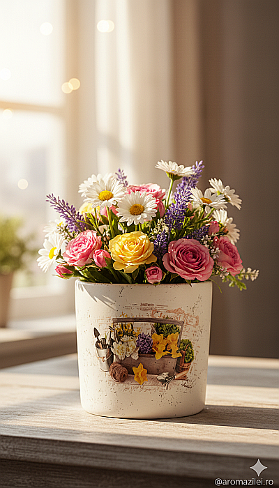 Ghiveci ceramic „Gardening” – alb mat [7]