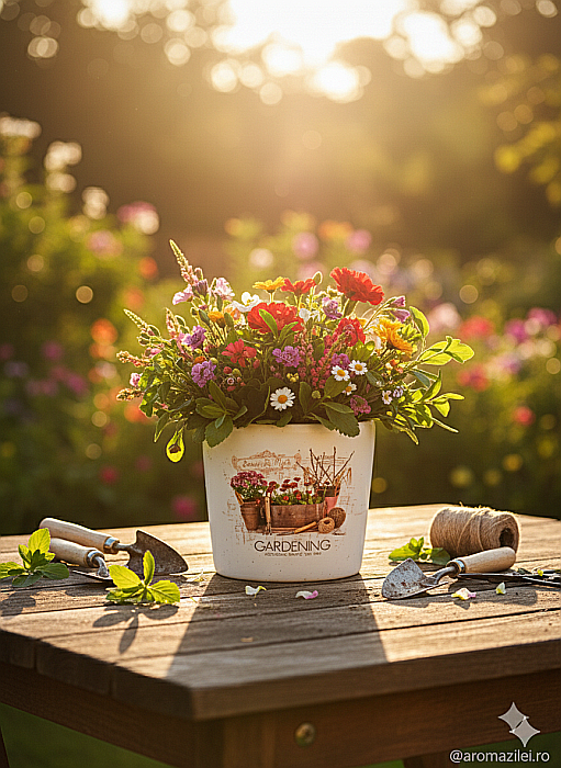 Ghiveci ceramic „Gardening” – alb mat [8]