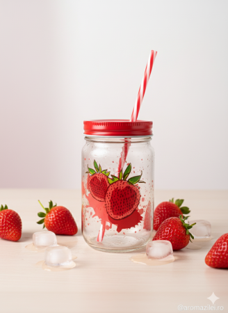 ACCESORII - Cană din sticlă cu capac și pai – 660 ml