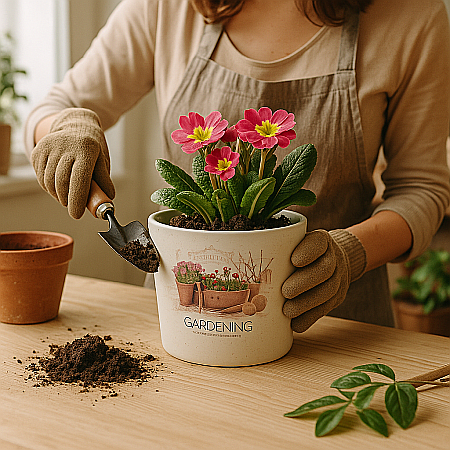 Ghiveci ceramic „Gardening” – alb mat [1]