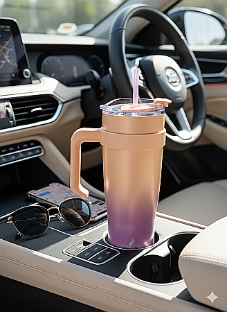 Pahar termoizolant Froska Essence Travel Tumbler – 1000 ml roz-portocaliu [3]