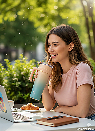 Paharul termoizolant Froska Essence Travel Tumbler 1000 ml-albastru-verde gradient [3]