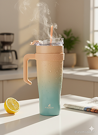 ACCESORII - Paharul termoizolant Froska Essence Travel Tumbler 1000 ml-albastru-verde gradient