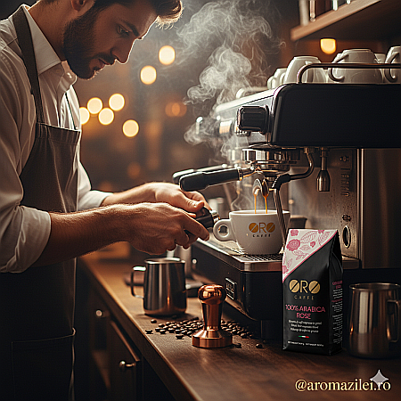 Cafea ORO 100% Arabica Rose – Blend floral și sofisticat (1kg boabe) Arome elegante de trandafir și iasomie, prăjite artizanal în Italia. [3]