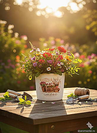 Ghiveci ceramic „Gardening” – alb mat [7]