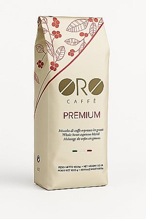 Cafea - Cafea Premium ORO – Blend echilibrat Brazil, Guatemala, Etiopia, Vietnam & India (1kg boabe) Arome florale, note dulci de migdală și cremă catifelată.