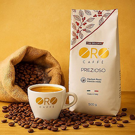 Cafea ORO Prezioso – 100% Arabica, blend floral & delicat (500g boabe) Arome florale și fructate, corp ușor și prăjire artizanală italiană [4]