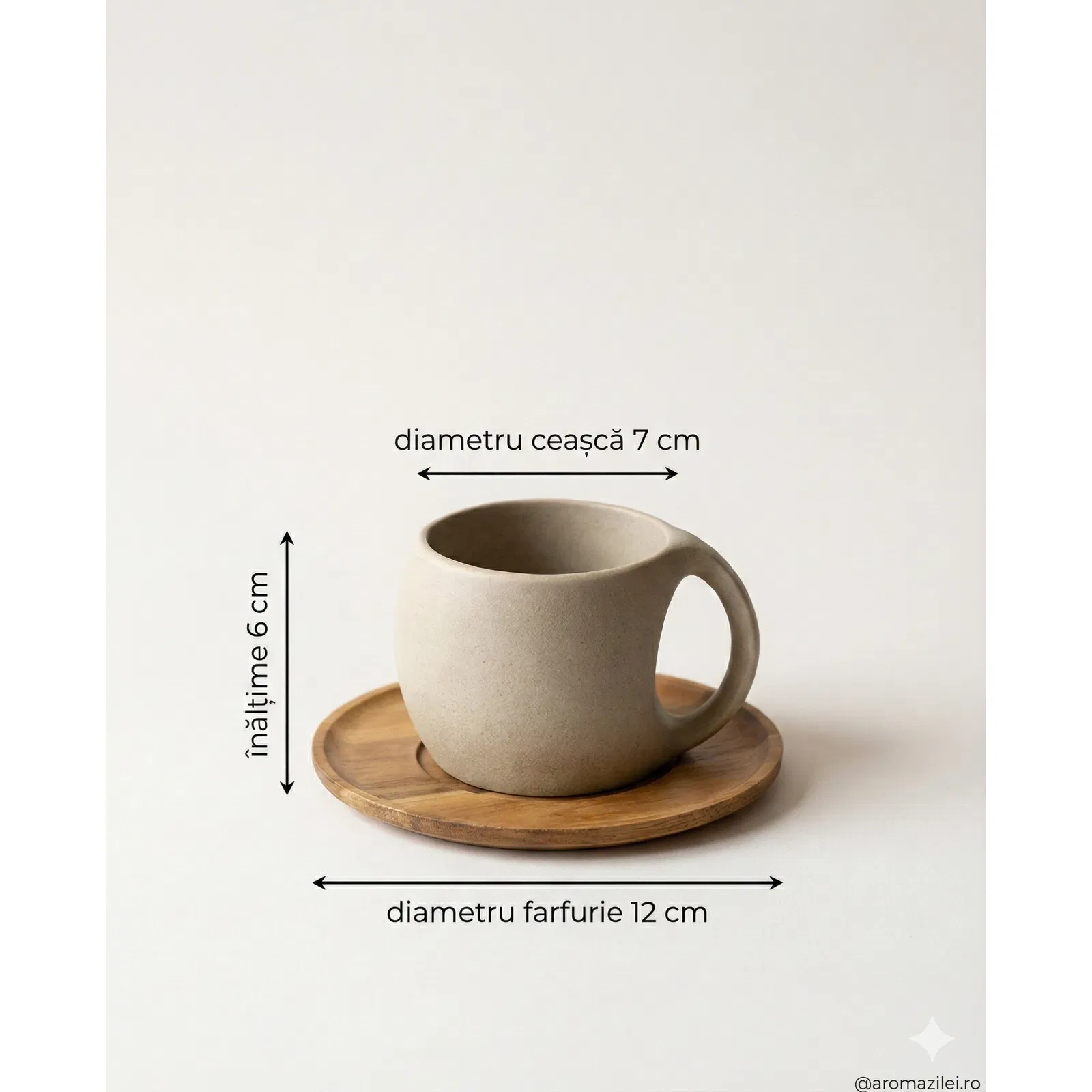 Promotii - Set ceașcă cu farfurie din lemn de salcâm Kemorela 220 ml – AromaZilei.ro