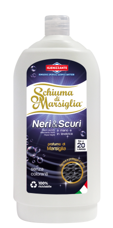 Detergent rufe - Detergent de rufe lichid Schiuma di Marsiglia, Haine negre si inchise la culoare, 20 spalari, 1L