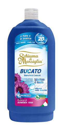 Detergenti pentru rufe albe si colorate - Detergent lichid Ametista Rosa – Bianchi & Colorati, 20 spalari, 4x Concentrat, 1L
