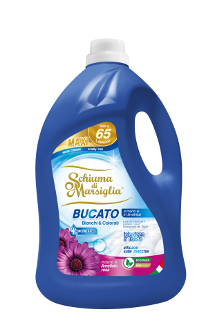 Detergenti pentru rufe albe si colorate - Detergent lichid Ametista Rosa – Bianchi & Colorati, 65 spalari, 4x Concentrat, 5L