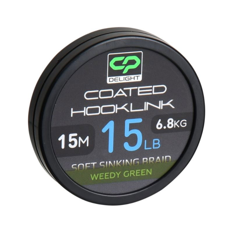 Carp Pro - Fir Textil Delight cu Camasa Coated Hooklink Soft Sinking Weedy Green 15m / 15lb / 6,8kg [1]