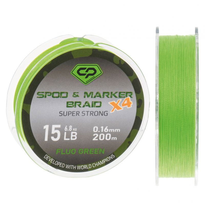 Carp Pro - Fir Textil Diamond Spod & Marker Braid X4 Fluo Green 200m / 0,16mm / 15lb [1]
