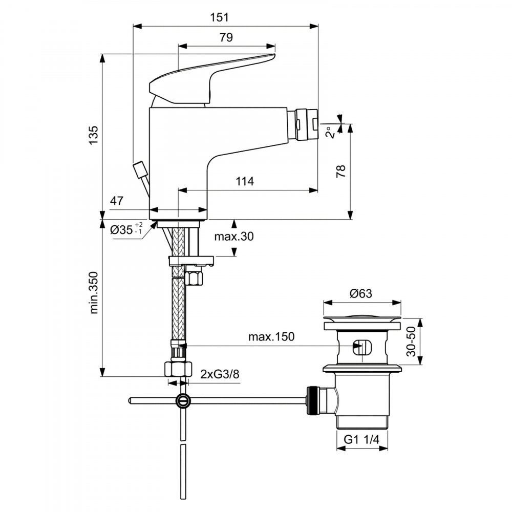 Baterie pentru bideu CERAFLEX Ideal Standard [3]