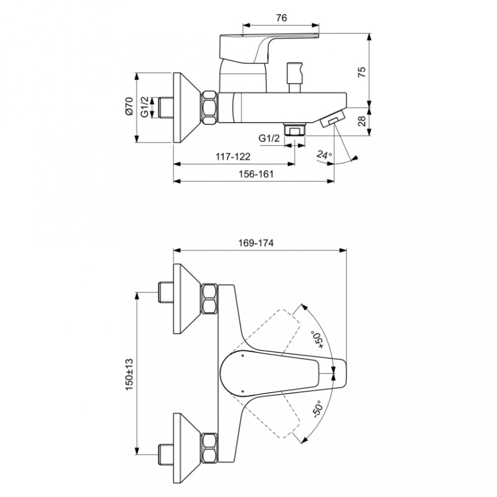 Baterie pentru cada si dus CERAFINE D cu divertor automat Ideal Standard [2]
