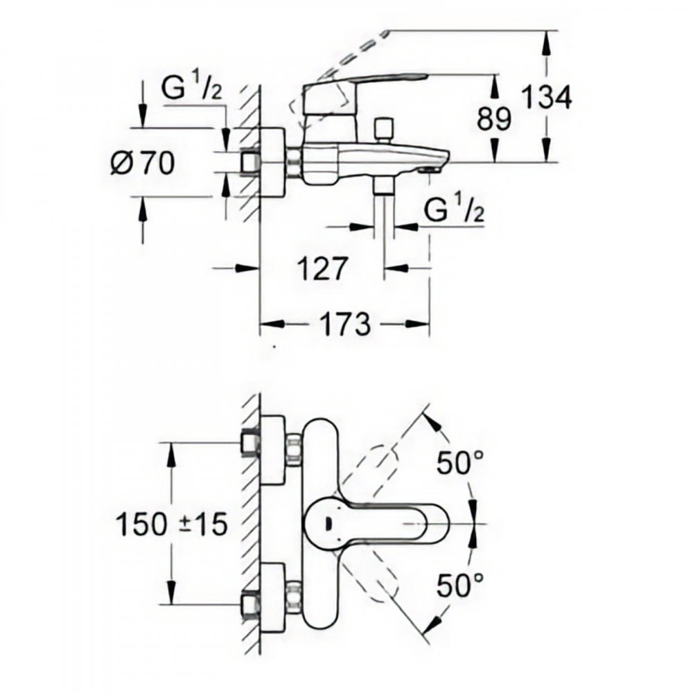 Baterie cada Grohe Eurostyle Cosmopolitan, crom [2]