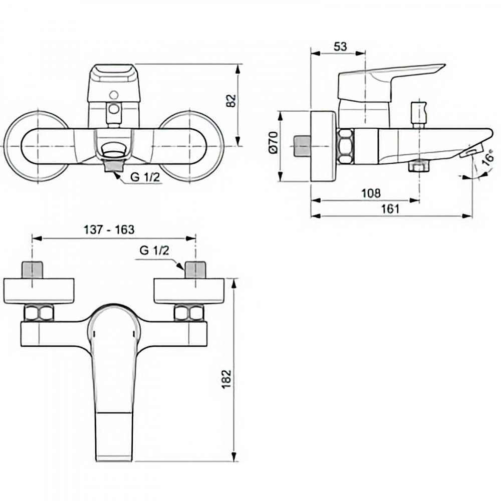 Baterie cada si dus, pe perete TESI Ideal Standard [4]