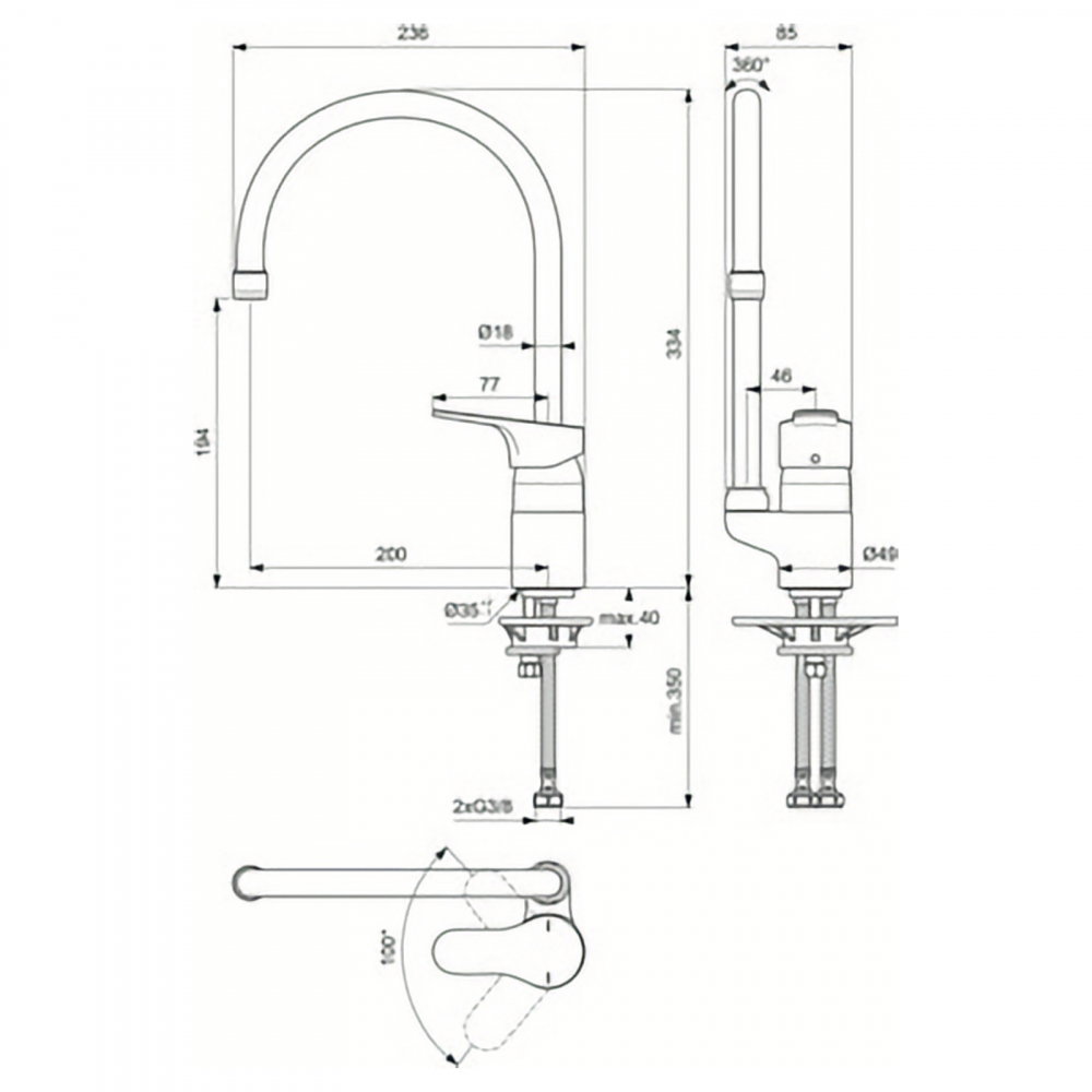 Baterie bucatarie cu pipa tubulara inalta CERABASE Crom Ideal Standard [4]