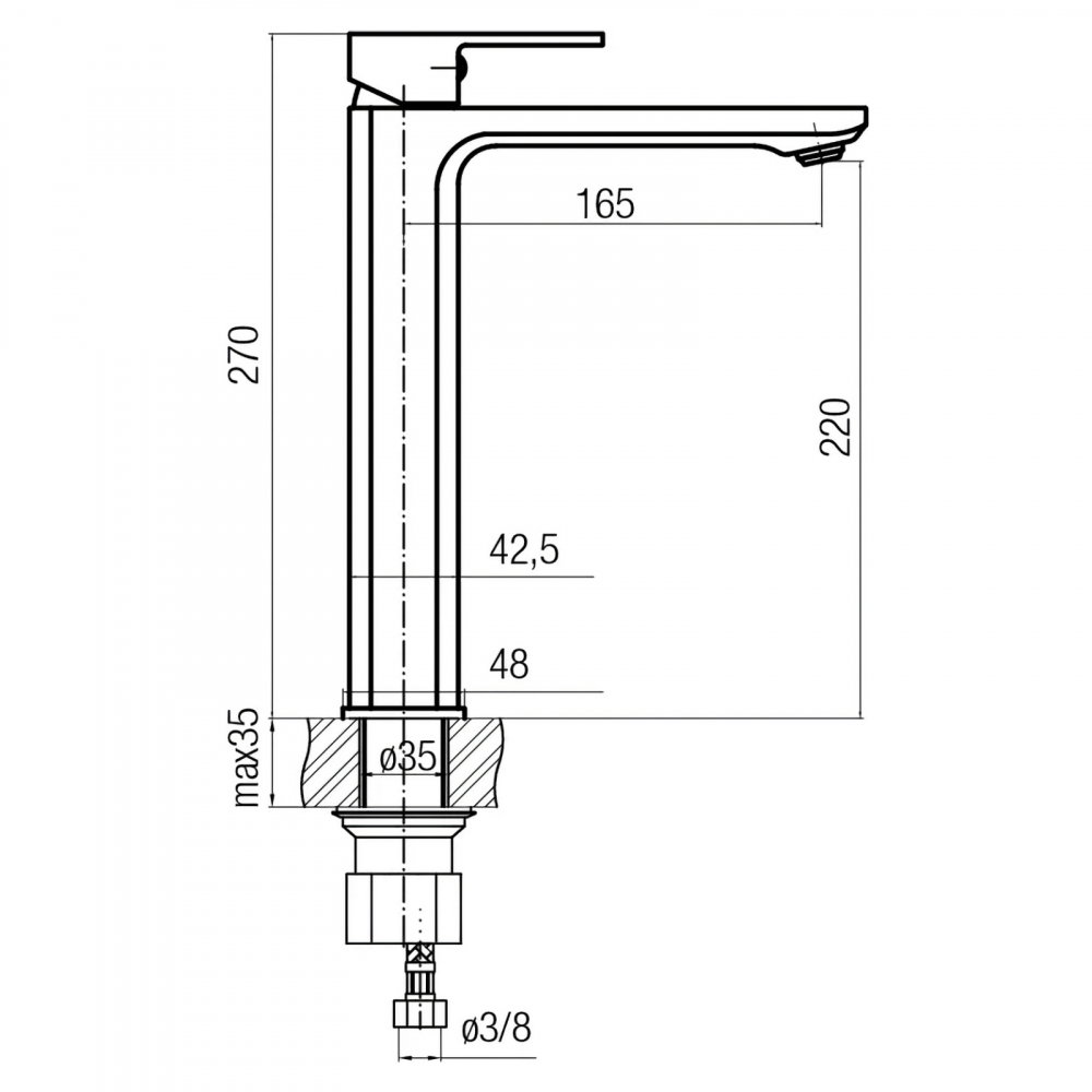 Baterie stativa inalta pentru lavoar LOFT Chrome Valvex [2]