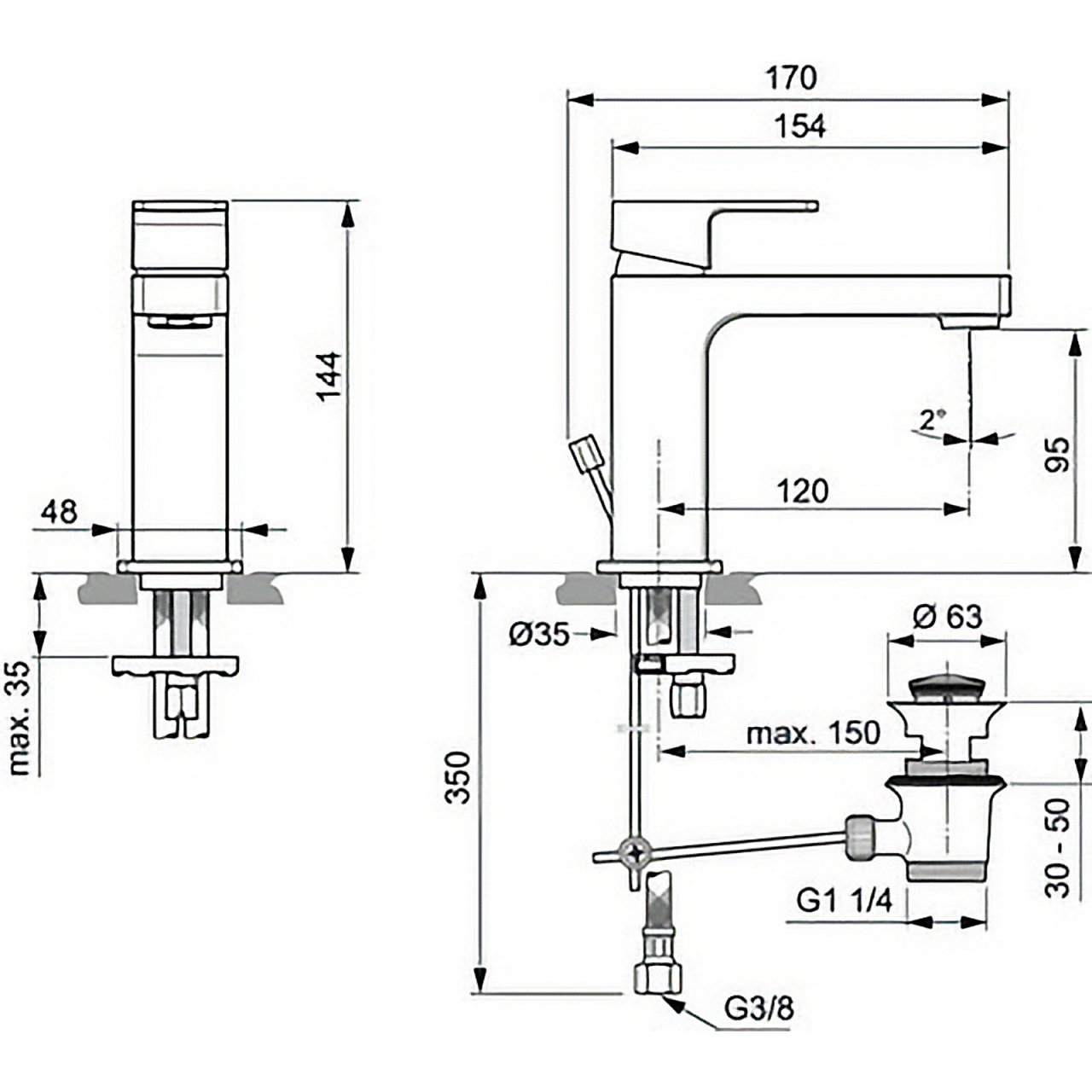 Baterie pentru lavoar EDGE cu ventil metalic Ideal Standard [4]