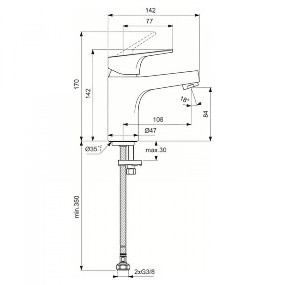 Baterie pentru lavoar H80 CERABASE Crom Ideal Standard [4]