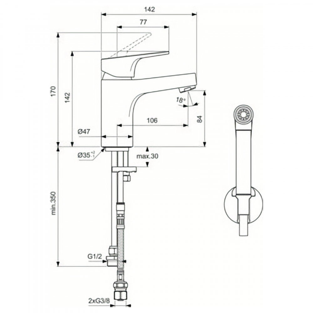 Baterie pentru lavoar H80 cu dus igienic CERABASE Crom Ideal Standard [6]
