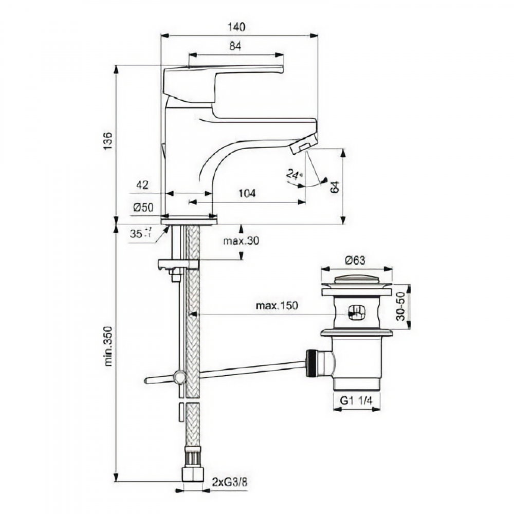 Baterie pentru lavoar ventil pop-up IDEALSTREAM Crom Ideal Standard [2]