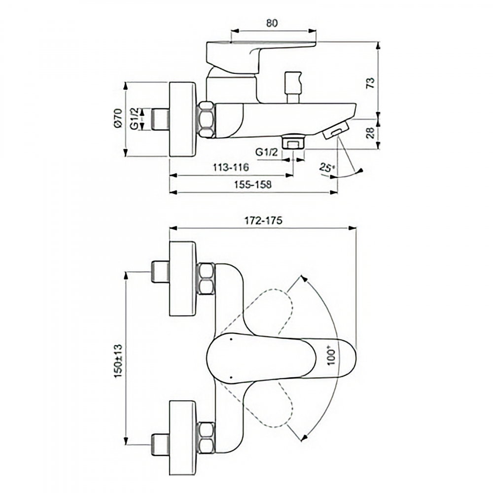 Baterie pentru cada si dus, pe perete CERAFINE O Crom Ideal Standard [4]