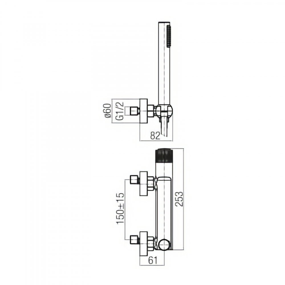 Baterie pentru dus cu montaj pe perete DECOR Chrome Valvex [2]