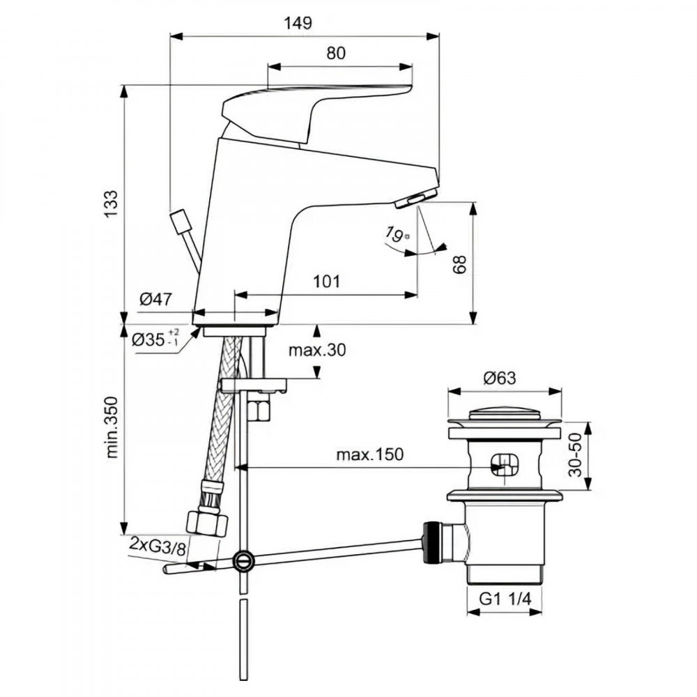 Baterie pentru lavoar CERAFLEX cu ventil Ideal Standard [2]