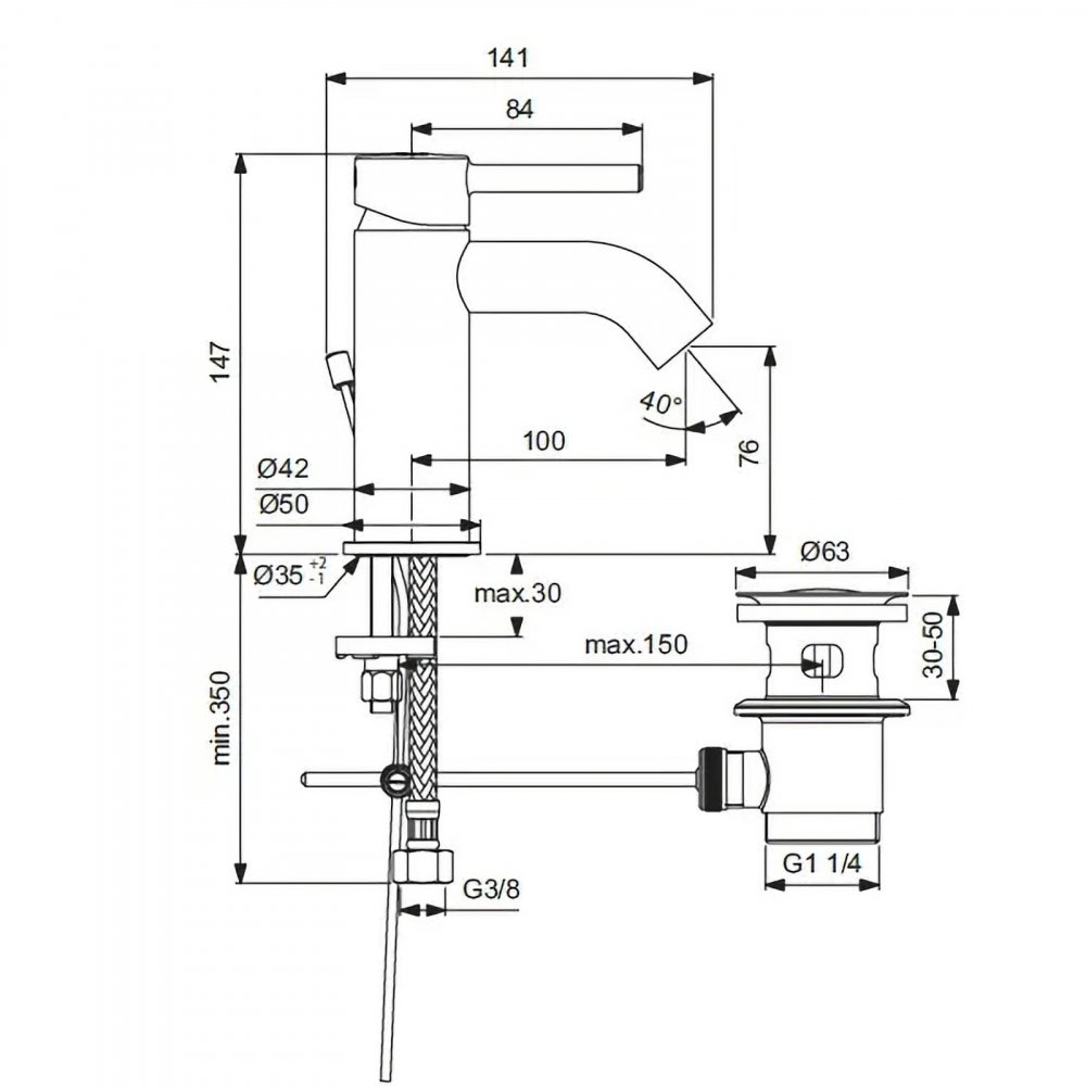 Baterie pentru lavoar CERALINE Crom Ideal Standard [4]