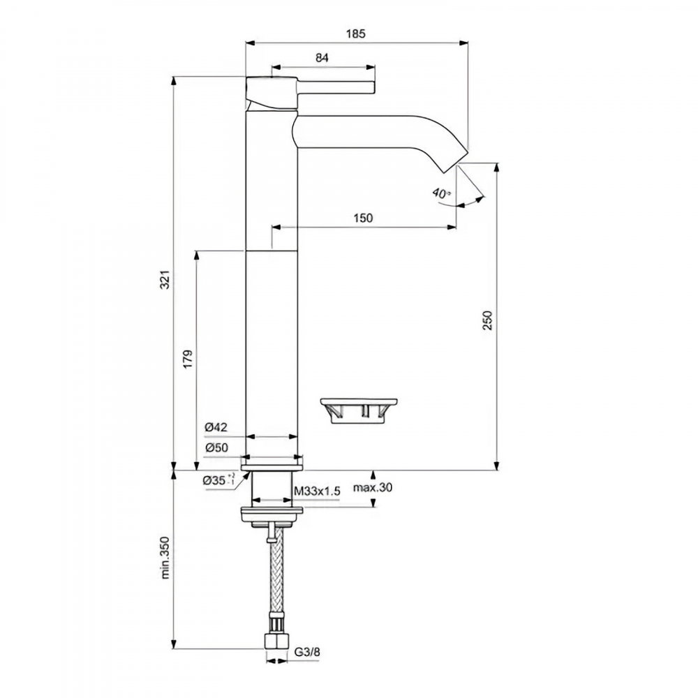 Baterie pentru lavoar cu pipa inalta, tip Vessel CERALINE Crom Ideal Standard [4]