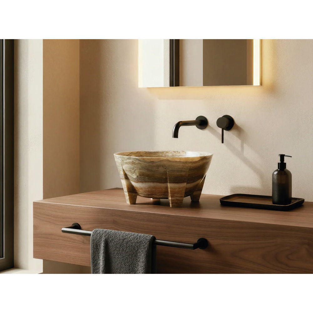 Lavoar pe blat Bathco MORTAR BROWN ONYX 380x180 mm [2]