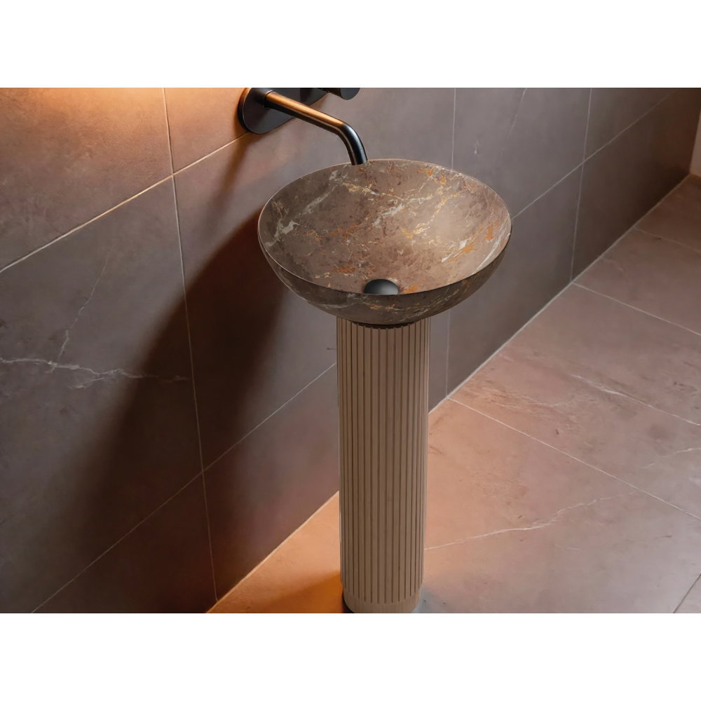 Lavoar pe blat Bathco New Lys Marmol Grey Gold 400x150 mm - cod 01096 [2]