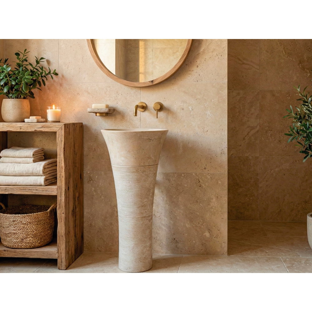 Lavoar tip coloana Bathco BORACAY PEDESTAL BEIGE 450x900 mm [2]