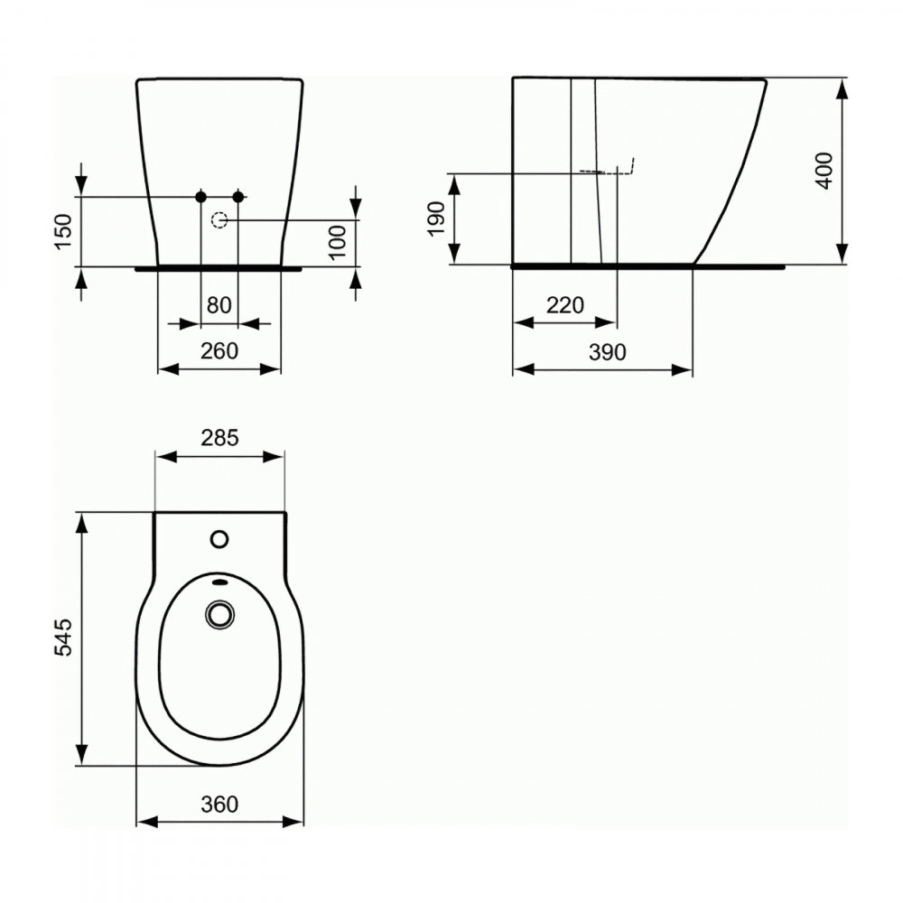 Bideu stativ lipit de perete CONNECT BTW Ideal Standard [2]