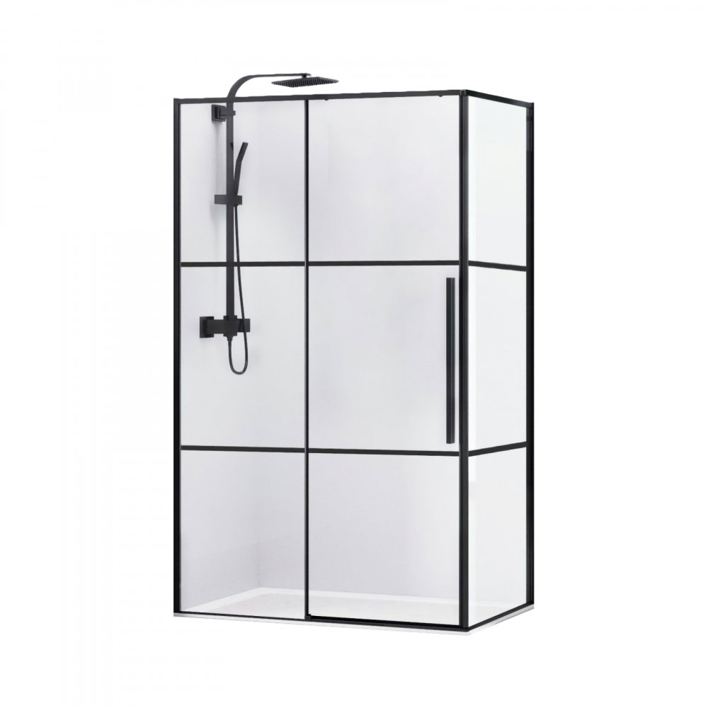 Cabina de dus dreptunghiulara INFINITY 100 x 80 x 200, finisaj negru mat, usa culisanta, sticla 6 mm Belform [1]