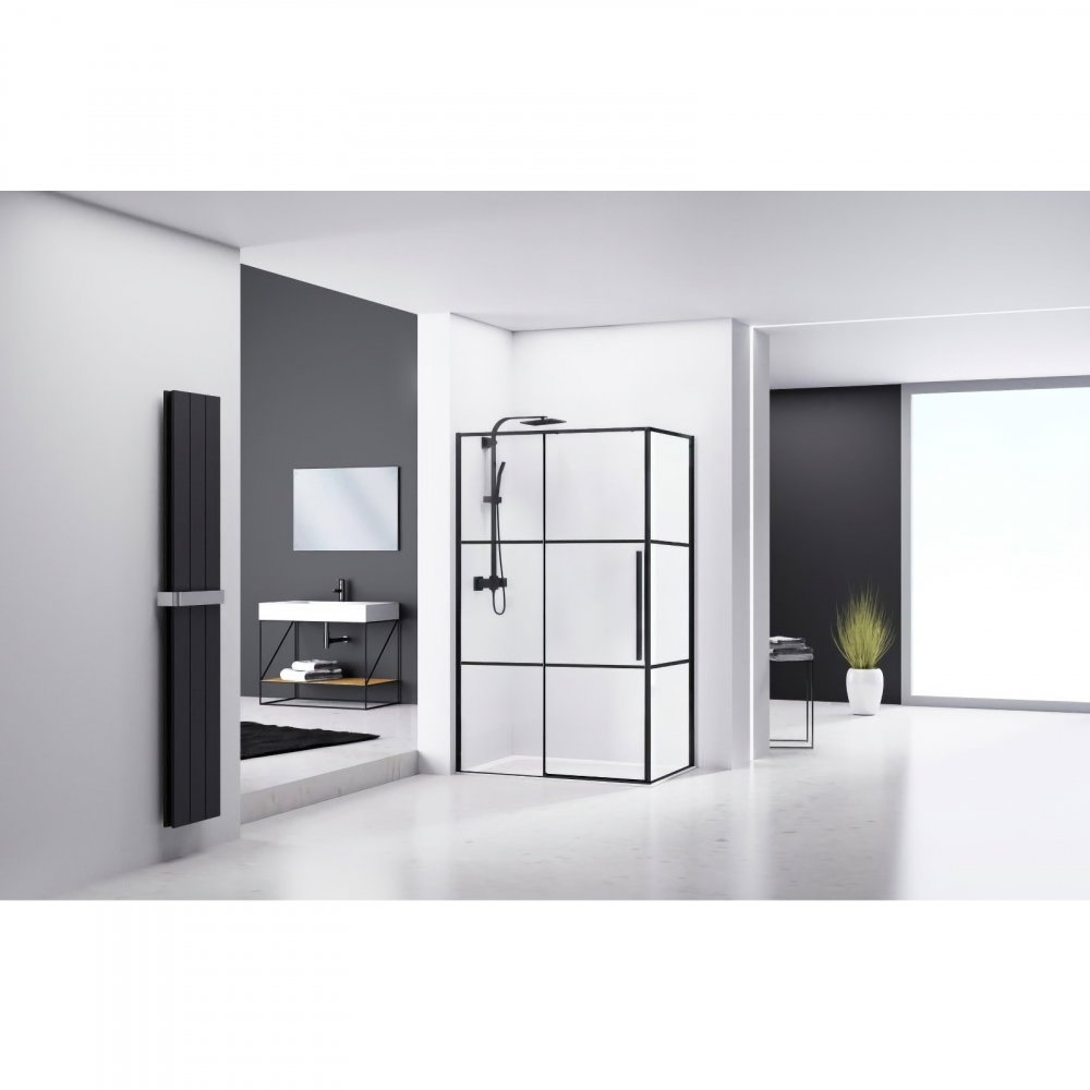 Cabina de dus dreptunghiulara INFINITY 120 x 80 x 200, finisaj negru mat, usa culisanta, sticla 6 mm Belform [3]