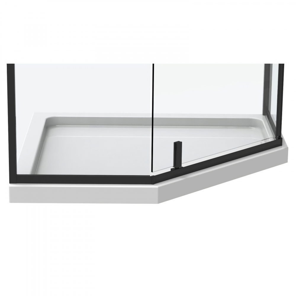 Cabina de dus pentagonala 80 x 80 x 200, finisaj negru mat, usa batanta, sticla 6 mm INFINITY Belform [4]