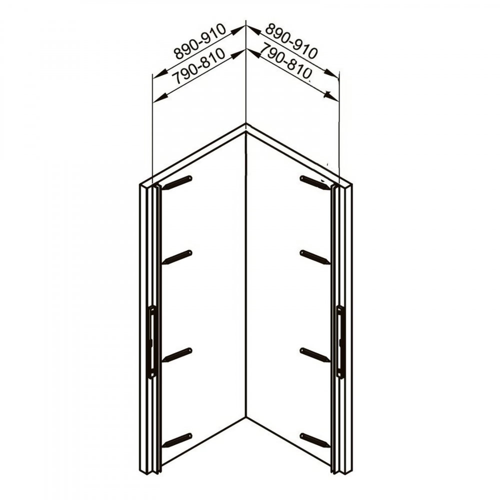 Cabina de dus semitorunda 90 x 90 x 200, finisaj negru mat, 2 usi batante, sticla clara 6 mm INFINITY Belform [6]