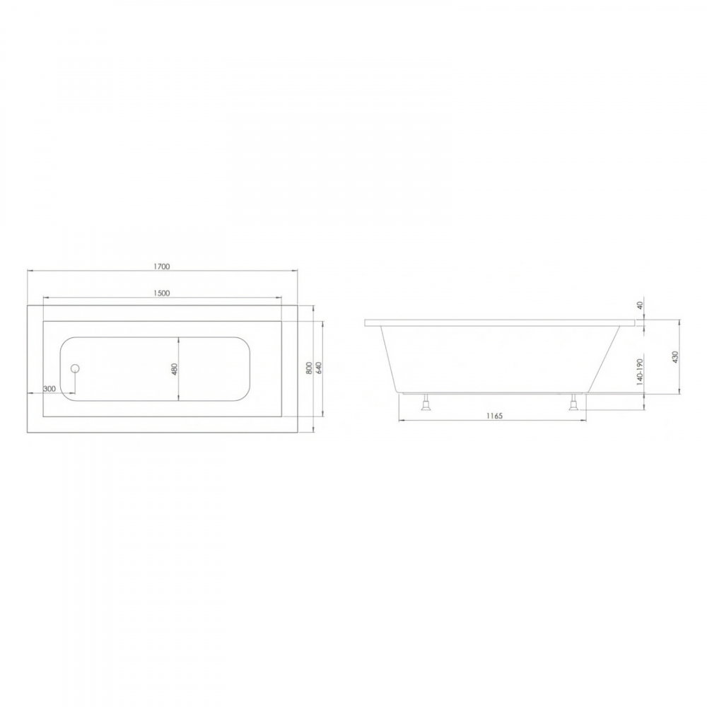 Cada de baie Cubic, alb 170 x 80 x 45 cm Fibrex [4]